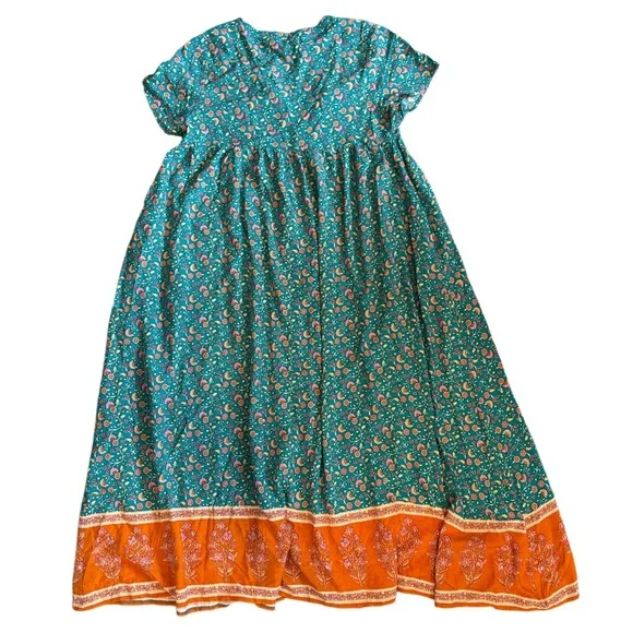 Natural Life Midi Dress NWT Pockets Avery Button Front Jade Floral Boho XL - Picture 12 of 13